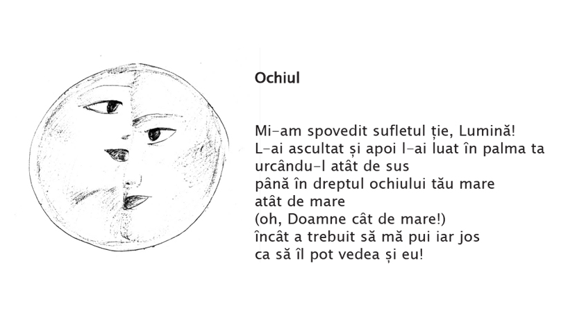 Desen de Uca-Maria Iov pentru poemul "Ochiul", din volumul "Eternul exercitiu" - Daniela Marin